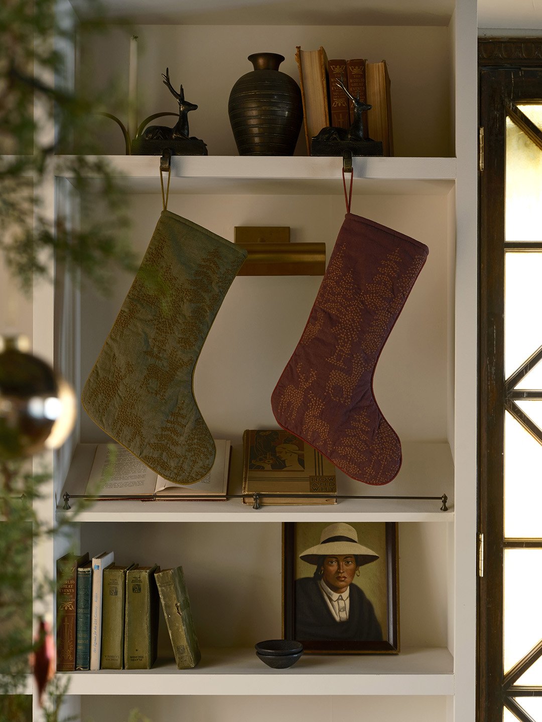 stockings hanging from shelf