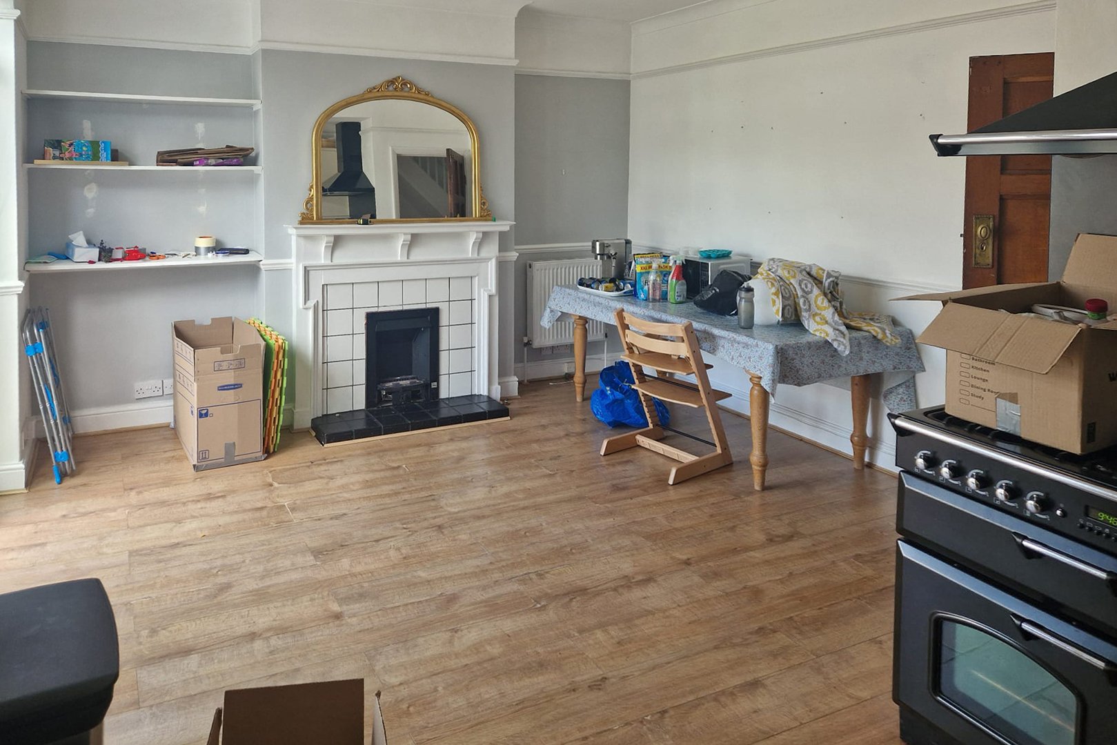 fireplace in kitchen