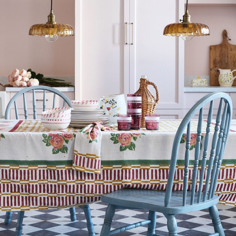rose stripe tablecloth