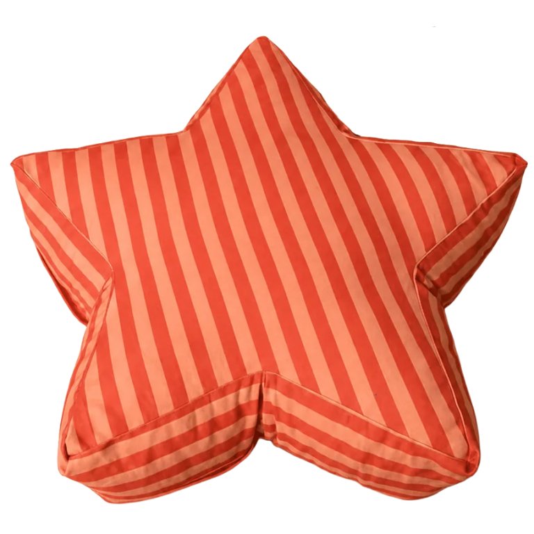 striped orange and red star pillow