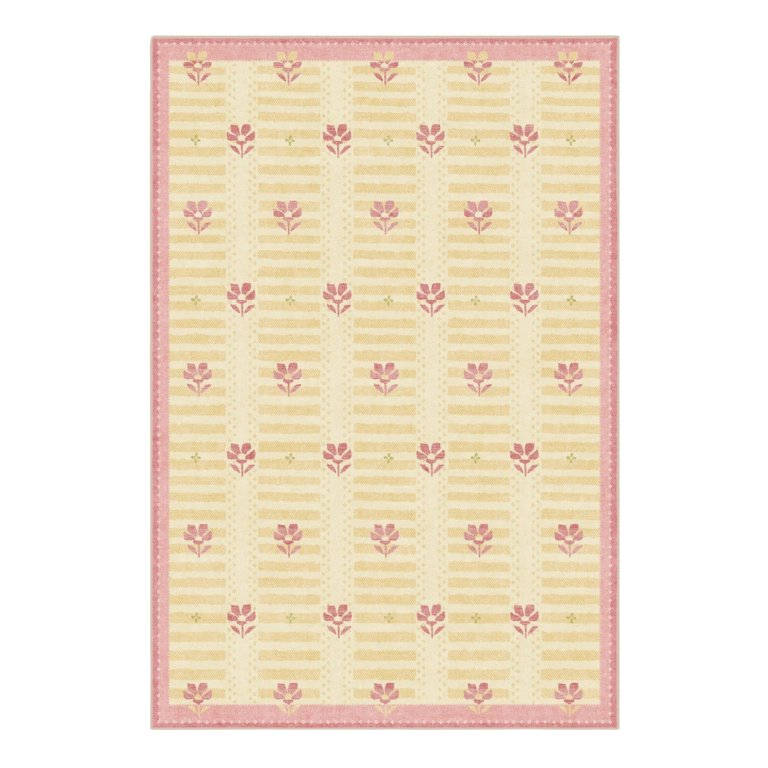 yellow and pink rug