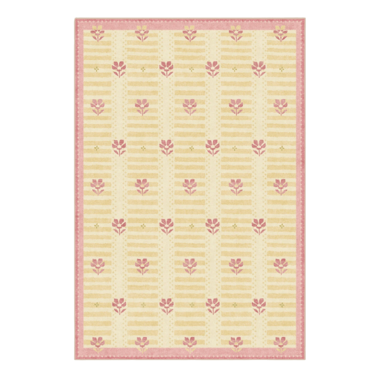 yellow and pink rug