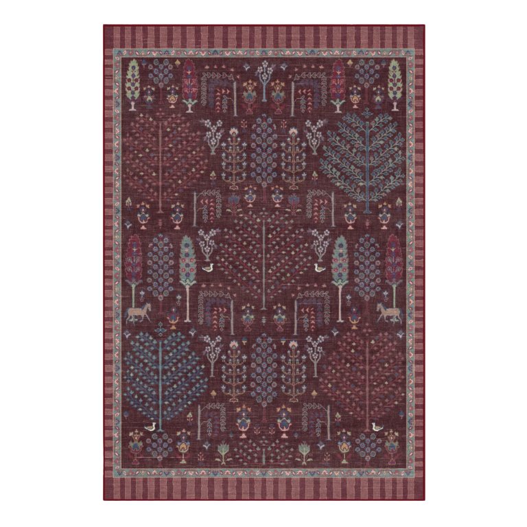 burgundy folk art rug