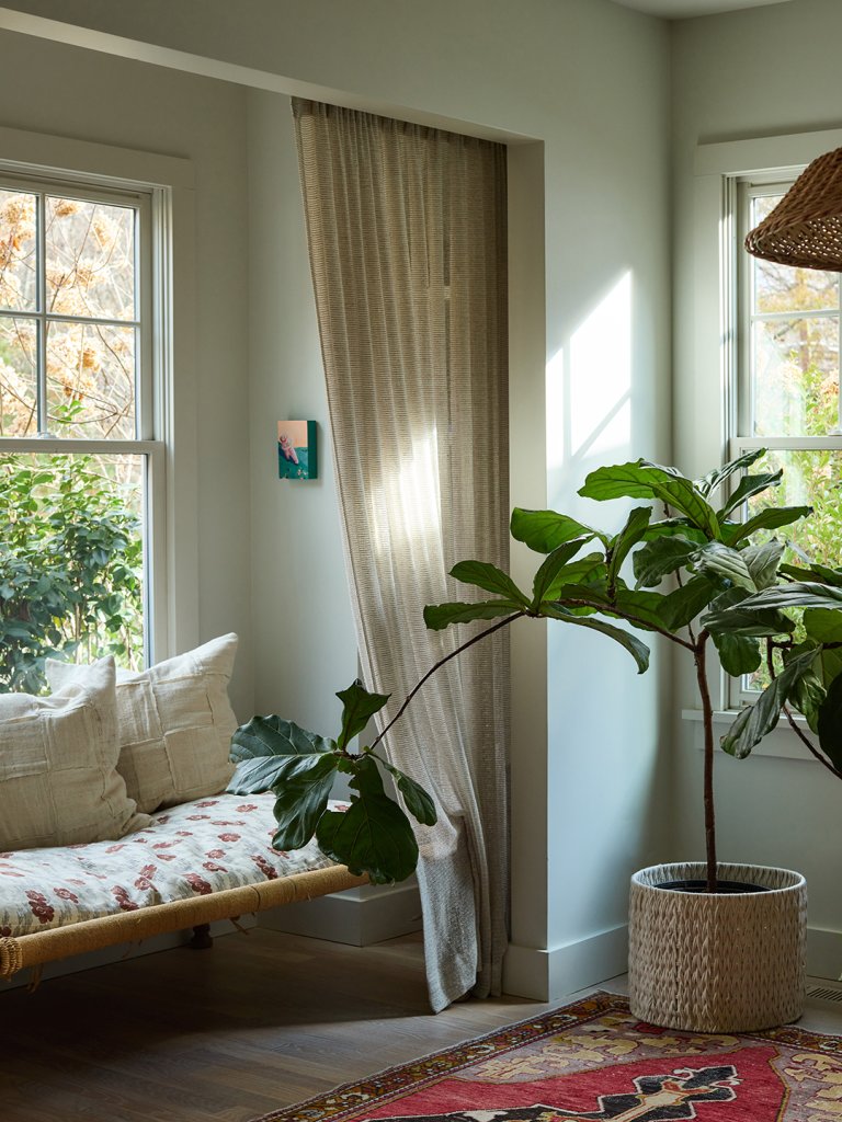 living room with window nook