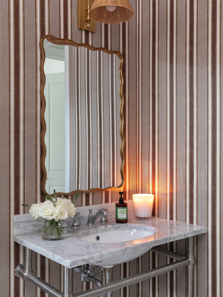 striped powder room