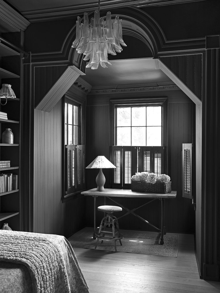 black and white room