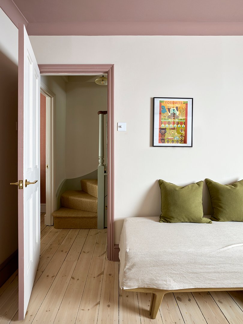 white room with daybed