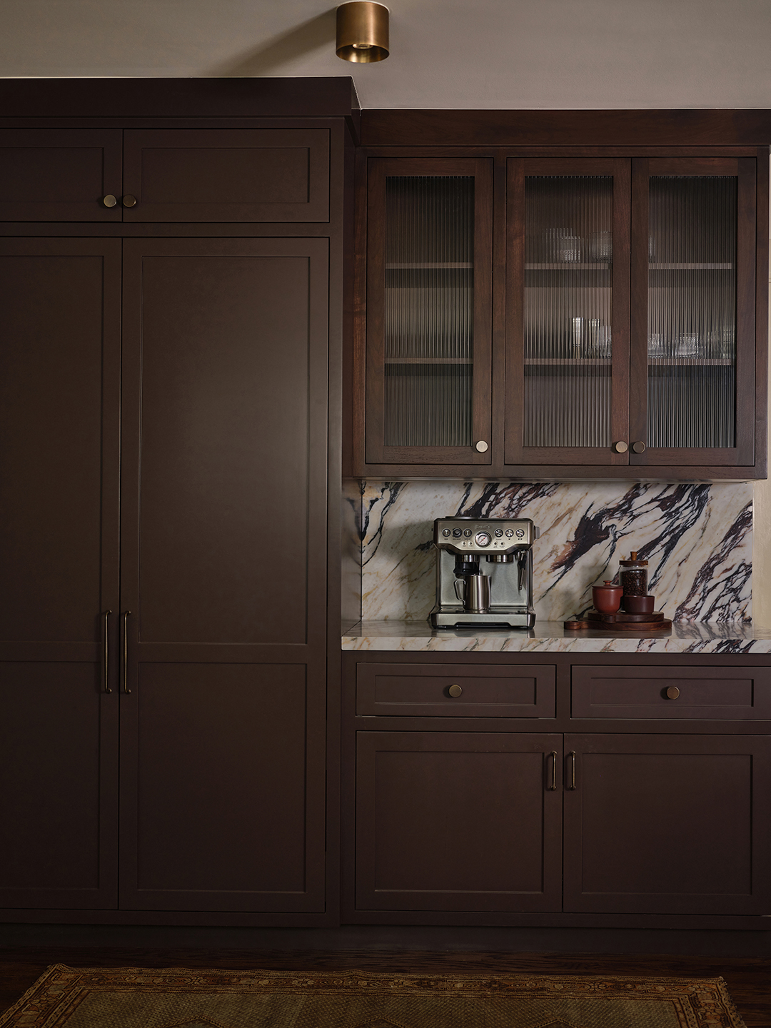 dark brown cabinetry