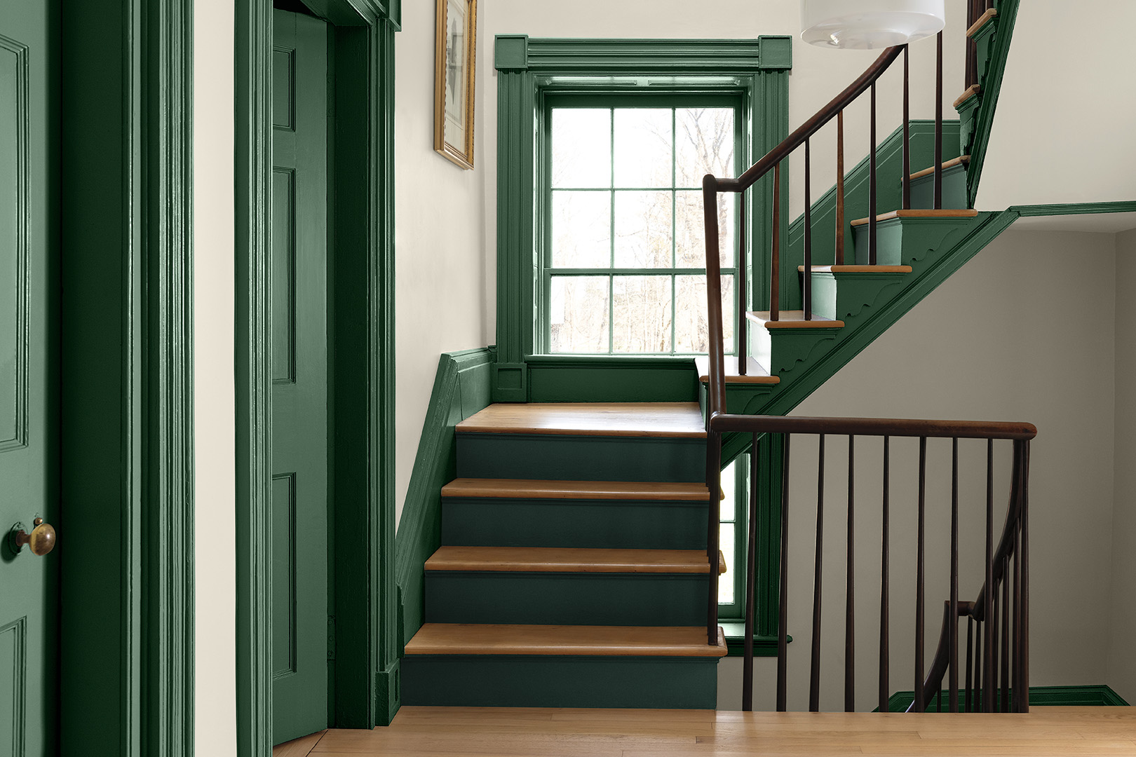 green trim on stairs