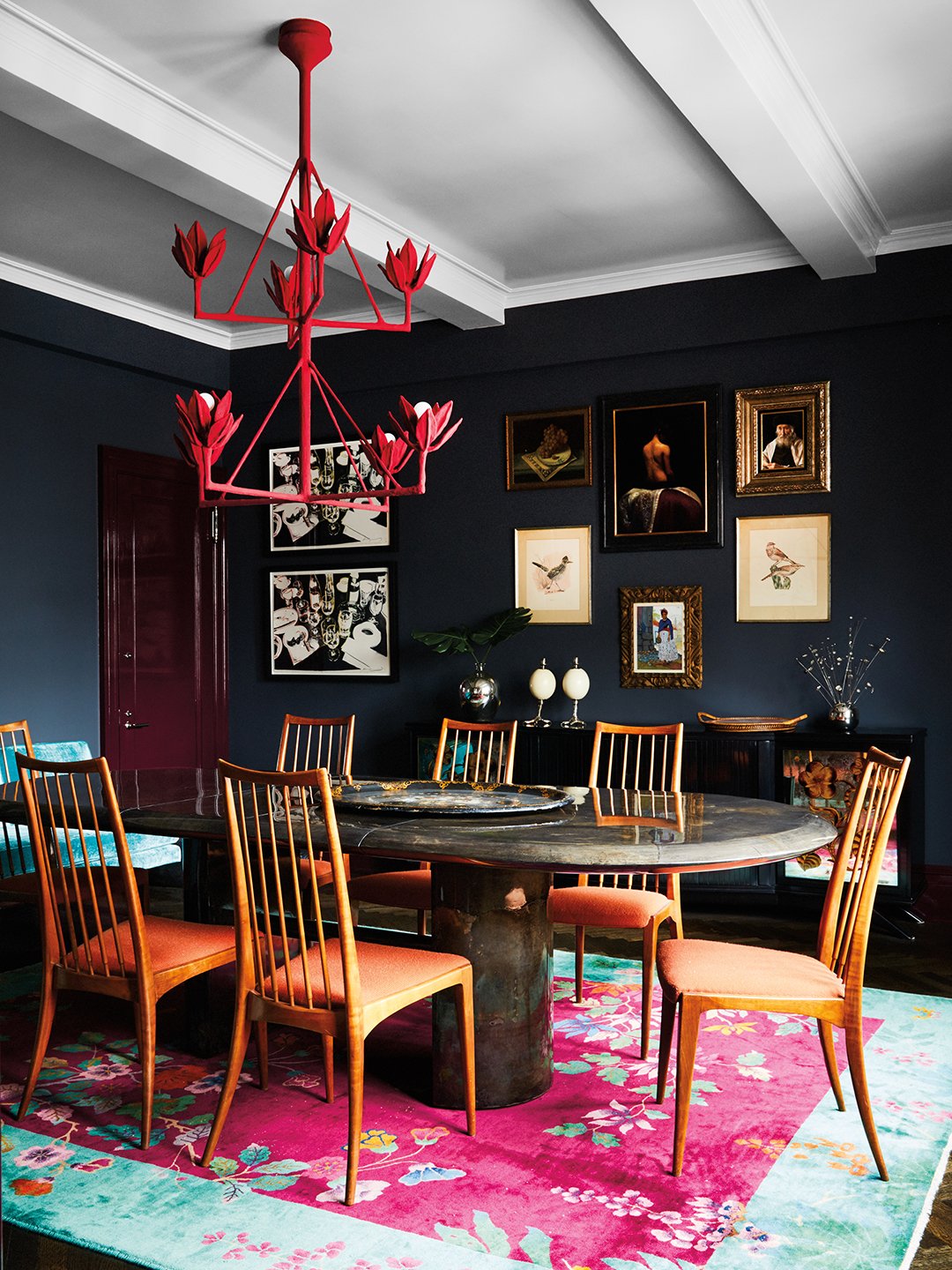 dining room with colorful accents