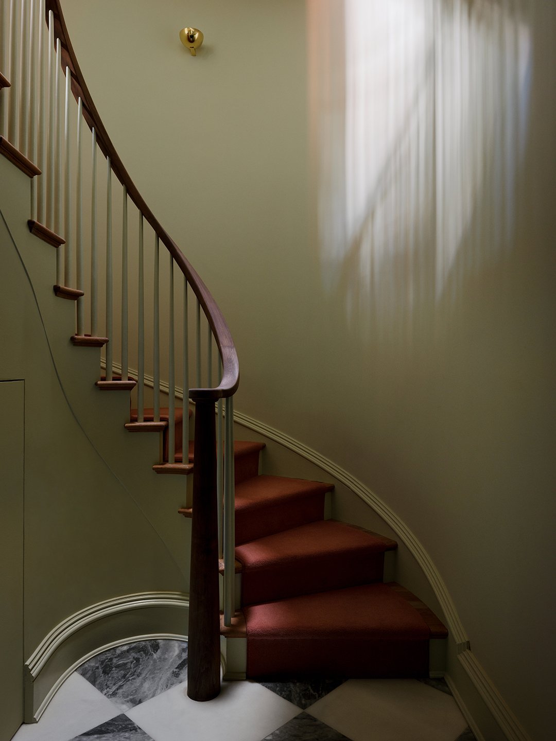 green swirling stairwell