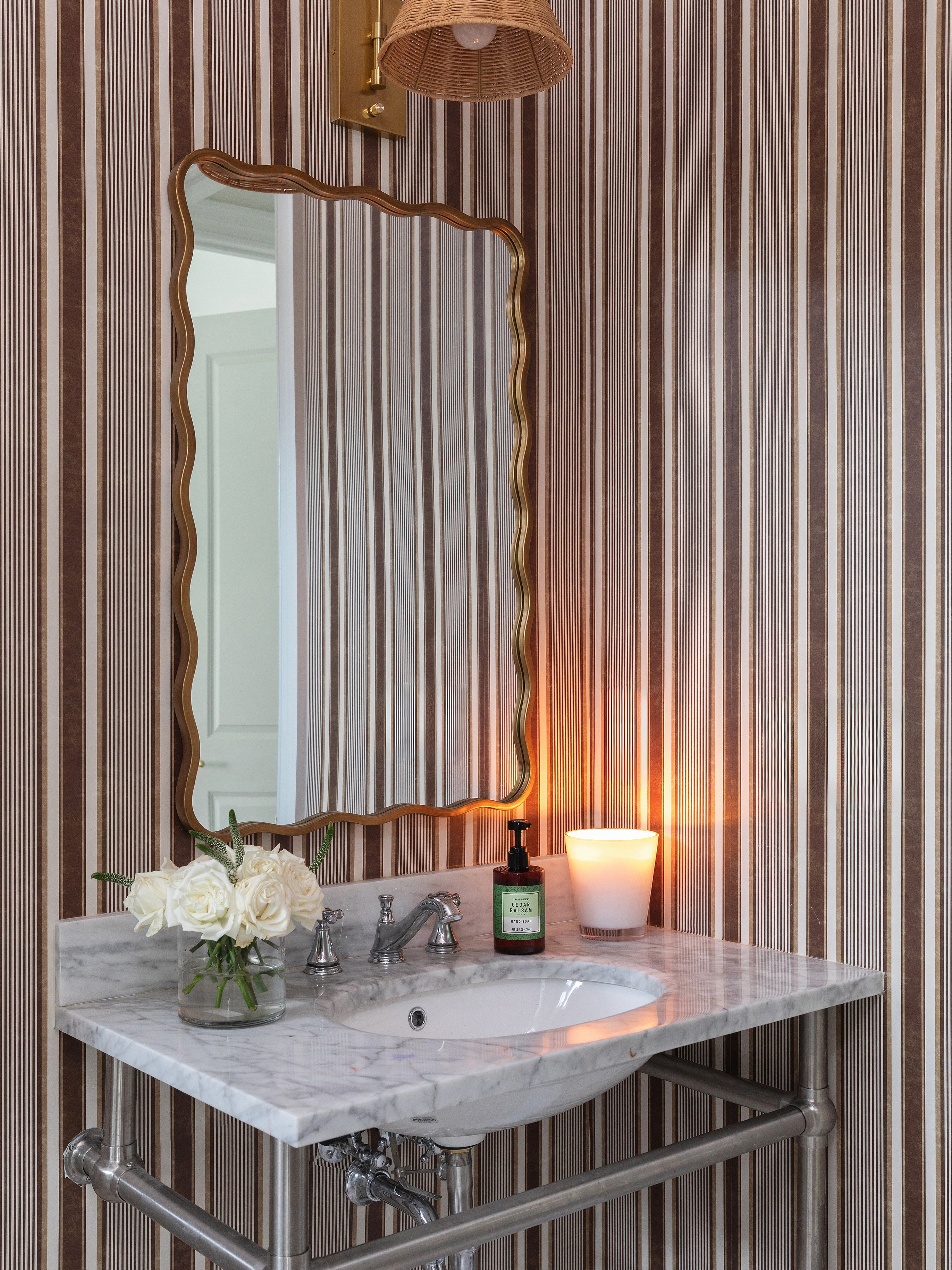 striped powder room