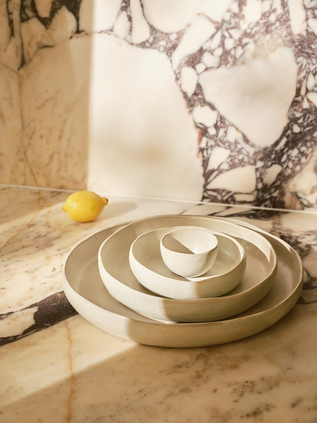 white nesting dishes